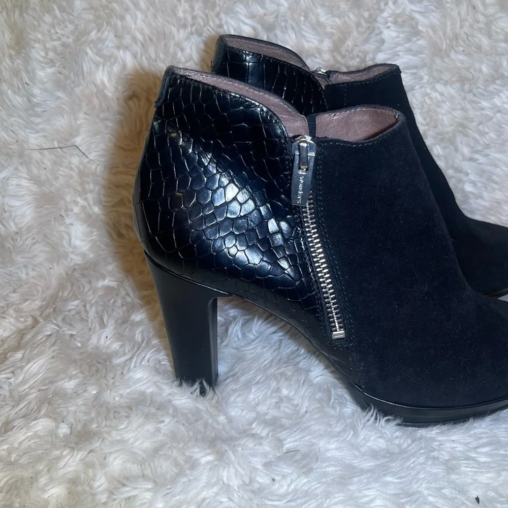 Black Textured Ankle Boots